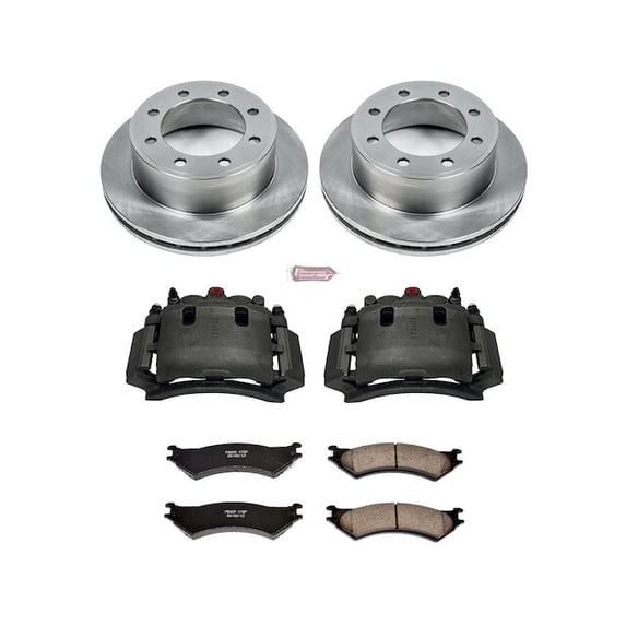 Rear Brake Pad and Rotor Kit - Compatible with 1999 - 2002 Ford E-350 Econoline Club Wagon - Power Stop