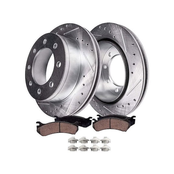 Rear Brake Pad and Rotor Kit - Compatible with 2000 - 2006, 2008 - 2013 GMC Yukon XL 2500 2001 2002 2003 2004 2005 2009 2010 2011 2012