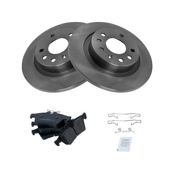 Rear Brake Pad and Rotor Kit - Compatible with 2003 - 2010 Saab 9-3 Linear 2004 2005 2006 2007 2008 2009