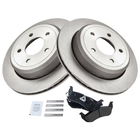 Rear Brake Pad and Rotor Kit - Compatible with 2003 - 2011 Mercury Grand Marquis 2004 2005 2006 2007 2008 2009 2010