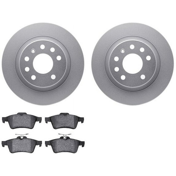 Rear Brake Pad and Rotor Kit - Compatible with 2003 - 2011 Saab 9-3 2.0L 4-Cylinder - Dynamic Friction