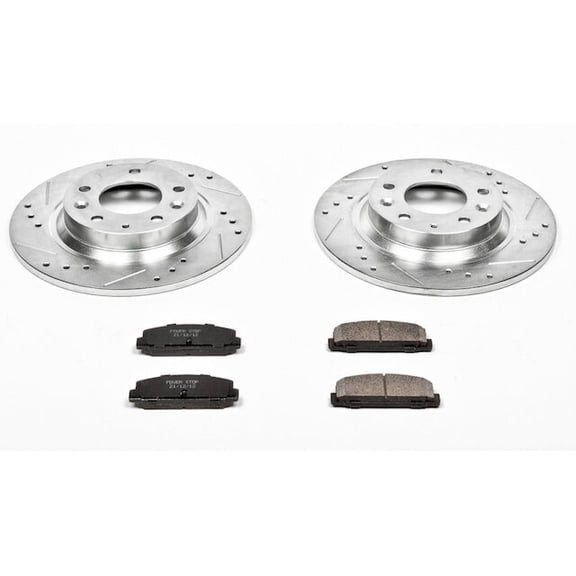 Rear Brake Pad and Rotor Kit - Compatible with 2003 Mazda Protege Mazdaspeed - Power Stop