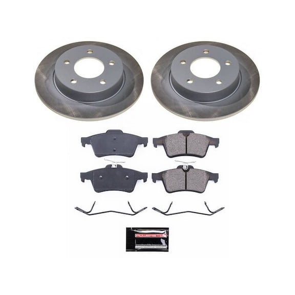 Rear Brake Pad and Rotor Kit - Compatible with 2006 - 2013 Mazda 3 i 2.0L 4-Cylinder - Power Stop