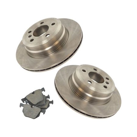 Rear Brake Pad and Rotor Kit - Compatible with 2007 - 2018 BMW X5 3.0L 6-Cylinder 2008 2009 2010 2011 2012 2013 2014 2015 2016 2017