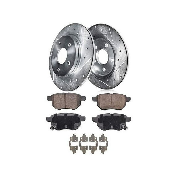 Rear Brake Pad and Rotor Kit - Compatible with 2009 - 2010 Pontiac Vibe Base FWD 1.8L 4-Cylinder
