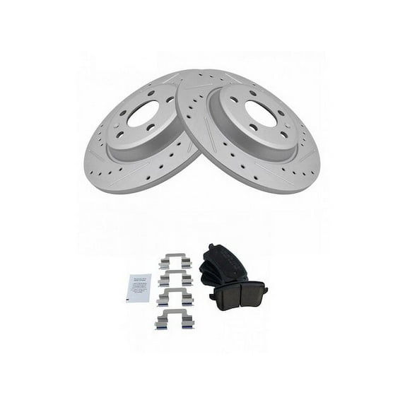Rear Brake Pad and Rotor Kit - Compatible with 2009 - 2017 Audi Q5 2.0L 4-Cylinder 2010 2011 2012 2013 2014 2015 2016