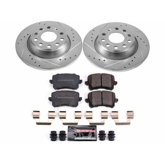 Rear Brake Pad and Rotor Kit - Compatible with 2009 - 2017 Volkswagen CC 2.0L 4-Cylinder - Power Stop
