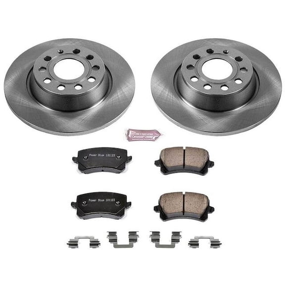 Rear Brake Pad and Rotor Kit - Compatible with 2009 - 2017 Volkswagen CC 2.0L 4-Cylinder 2010 2011 2012 2013 2014 2015 2016