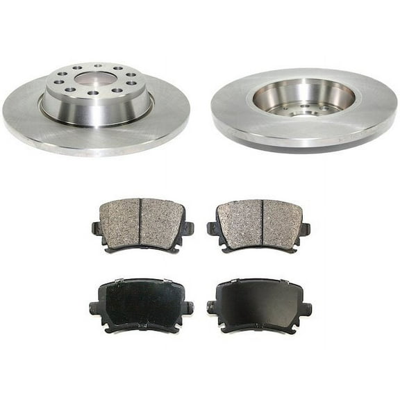 Rear Brake Pad and Rotor Kit - Compatible with 2009 - 2017 Volkswagen CC 2010 2011 2012 2013 2014 2015 2016