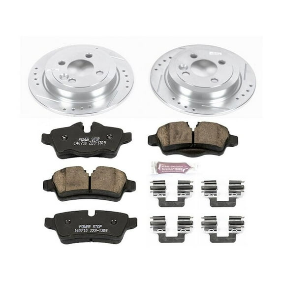 Rear Brake Pad and Rotor Kit - Compatible with 2011 - 2015 Mini Cooper 1.6L 4-Cylinder - Power Stop