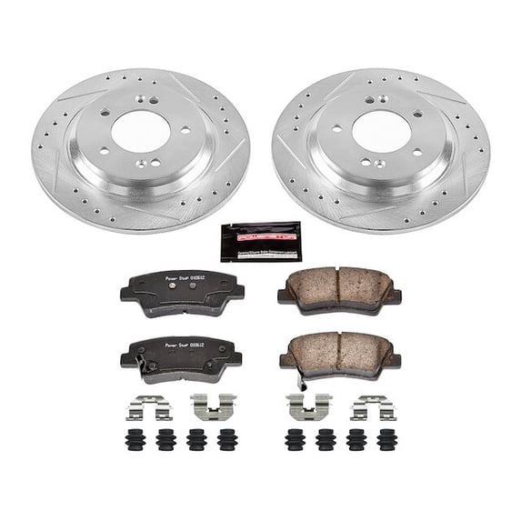 Rear Brake Pad and Rotor Kit - Compatible with 2017 - 2022 Hyundai Ioniq - Power Stop