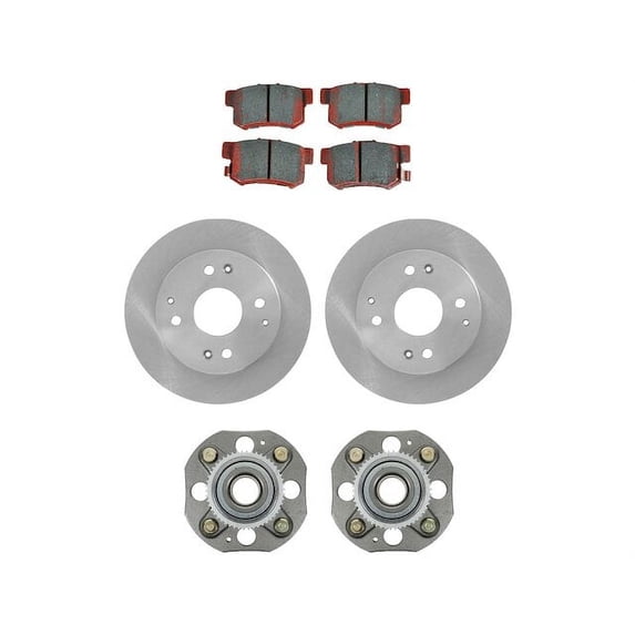 Rear Brake Pad and Rotor and Wheel Hub Kit - Compatible with 1998 - 2002 Honda Accord 2.3L 4-Cylinder 1999 2000 2001