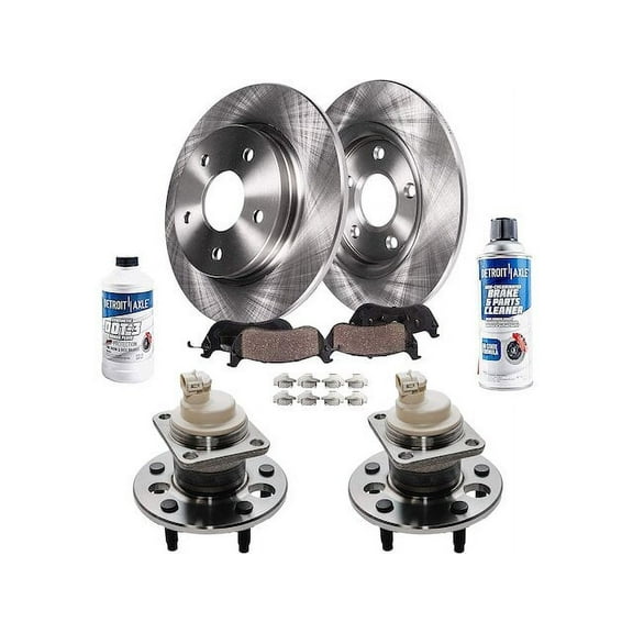 Rear Brake Pad and Rotor and Wheel Hub Kit - Compatible with 2005 Pontiac Montana SV6 FWD