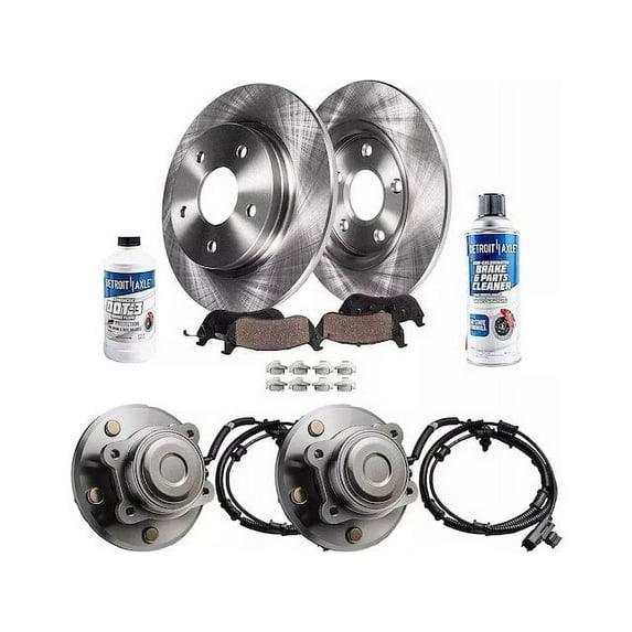 Rear Brake Pad and Rotor and Wheel Hub Kit - Compatible with 2008 - 2012 Chrysler Town & Country 2009 2010 2011