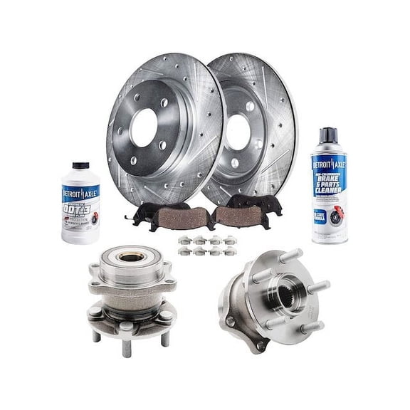 Rear Brake Pad and Rotor and Wheel Hub Kit - Compatible with 2008 - 2013 Subaru Impreza 2009 2010 2011 2012