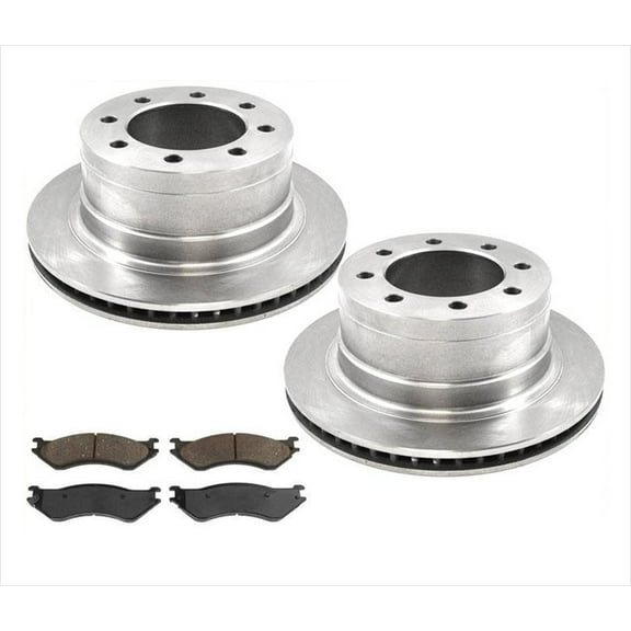 Rear Brake Rotor & Brake Pads for Dodge Ram 1500 Extended Mega Cab 8 Stud 06-08