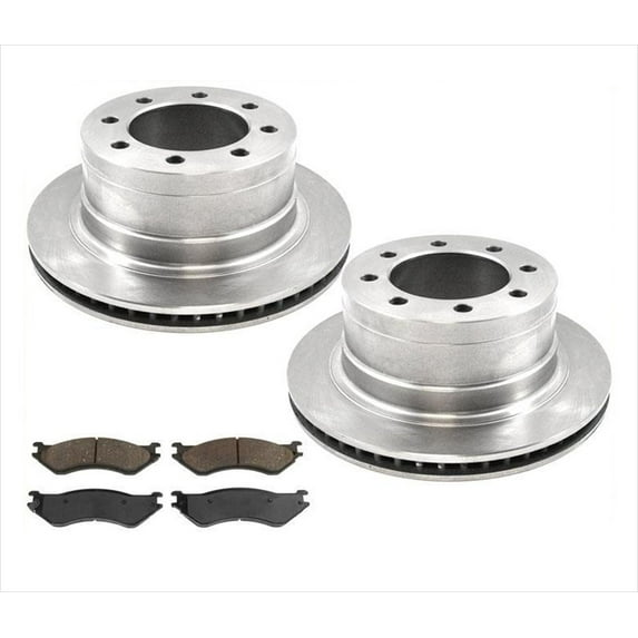 Rear Brake Rotor & Brake Pads for Dodge Ram 1500 Extended Mega Cab 8 Stud 06-08