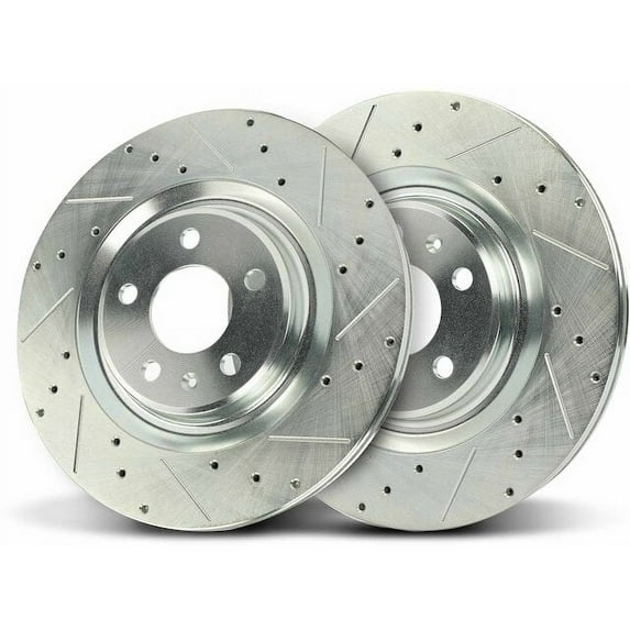 Rear Brake Rotor Set 2 - Compatible with 2013 - 2018 Audi A8 Quattro 2014 2015 2016 2017
