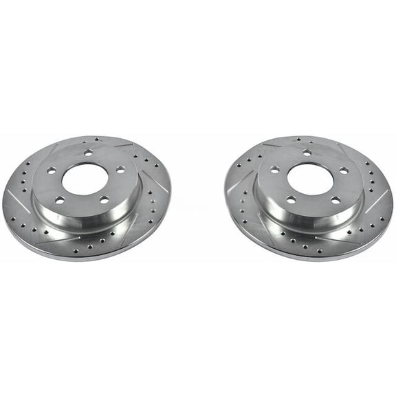 Rear Brake Rotor Set - Compatible with 2004 - 2013 Mazda 3 i 2.0L 4-Cylinder - Power Stop