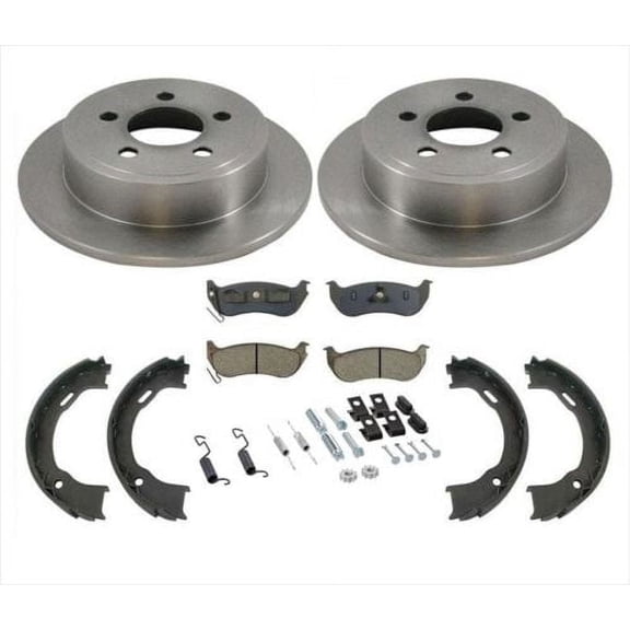 Rear Brake Rotors & Brake Pads Parking Brake Springs Fits for 03-07 Jeep Liberty