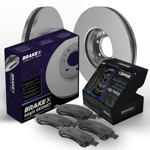 [Rear] Brake X GEOMET Coated Replacement Disc Rotors and Premium Ceramic Brake Pads Kit | 6 Piece Set | For 2008-2009 Honda Accord 3.5