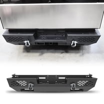 Rear Bumper for 2024 2025 Tesla Cybertruck, Heavy-Duty Steel Rear Bumper with Non-Slip Stepped Platform, Holes For Factory Tow Hitch & Trailer Plug, Mounts & D-Ring and Horn Mounting Hole