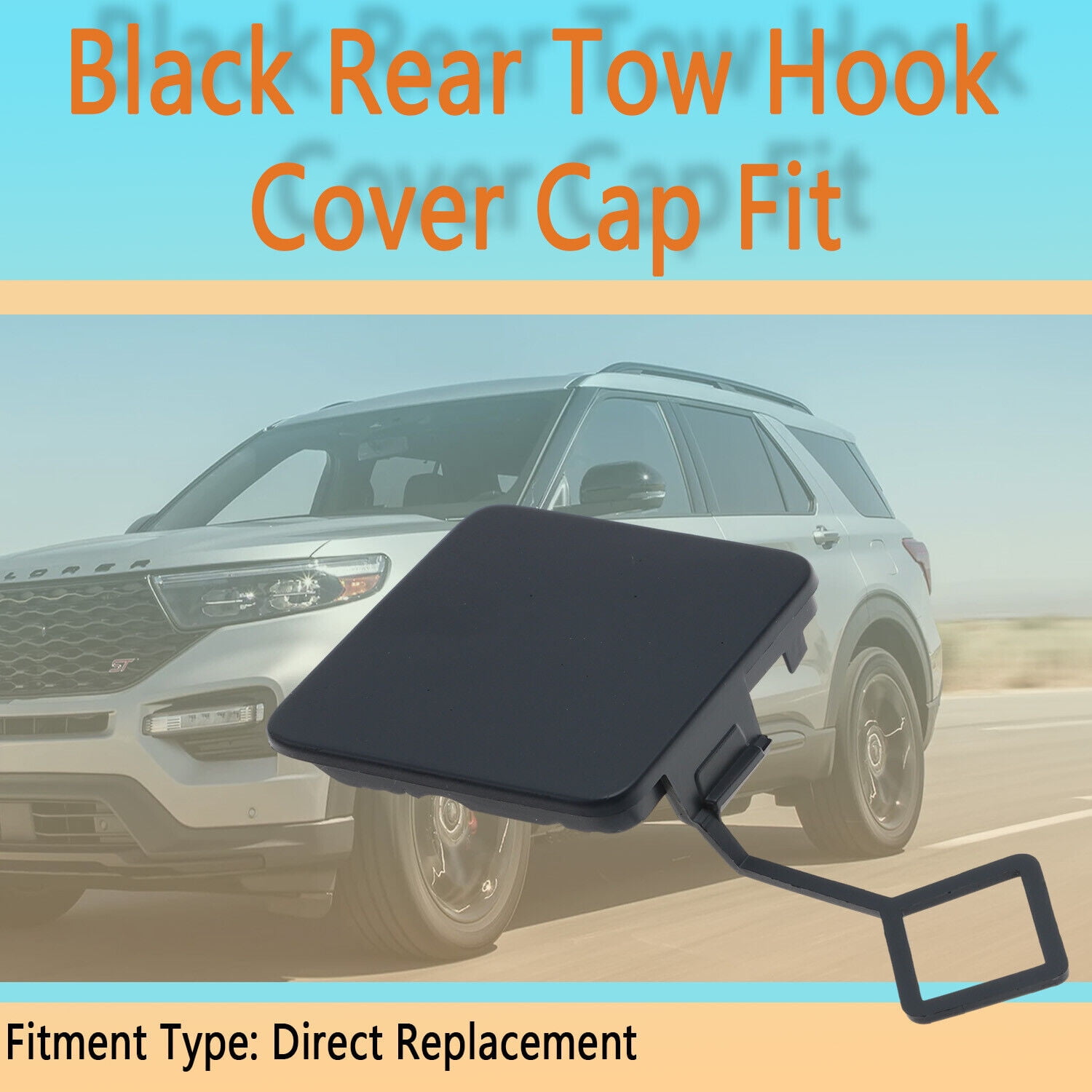 Rear Bumper Black Trailer Hook Cover Tow Brkt Cover for 2020 Ford