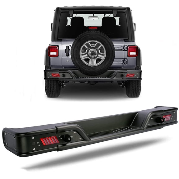 Rear Bumper Compatible with 2018 2019 2020 2021 2022 2023 2024 2025 2026 Jeep Wrangler JL Steel Bumper (103 Style Rear)