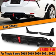 Rear Bumper Diffuser Kit W/ Light For Toyota Camry 2018-2024 SE XSE YOFER Glossy Black