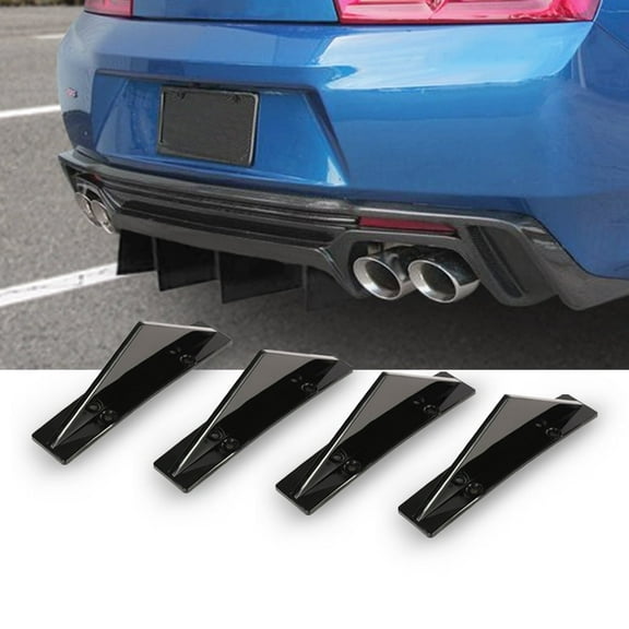 Rear Bumper Diffuser Lip Splitter Black 4 PCS, Fit for Chevy Camaro Glossy