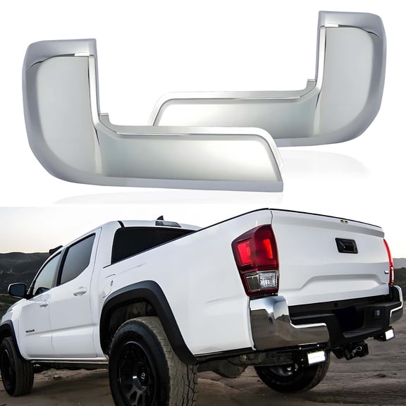 Rear Bumper End Caps For 2016-2023 Toyota Tacoma Chrome W/O Sensor Holes 2 pcs