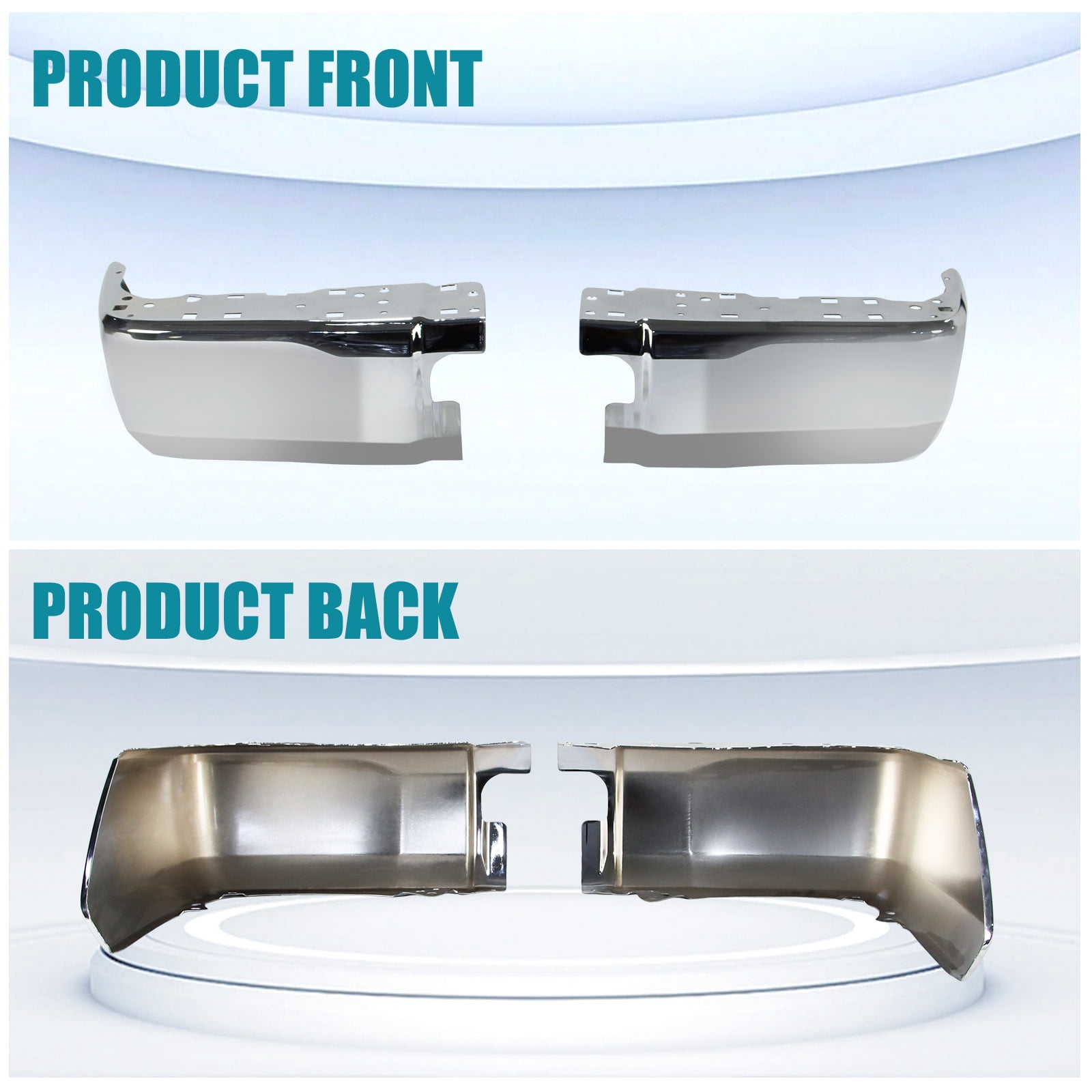 Rear Bumper End Set Chrome Finish Bumper Extension Face Bar-Rear Bumper ...