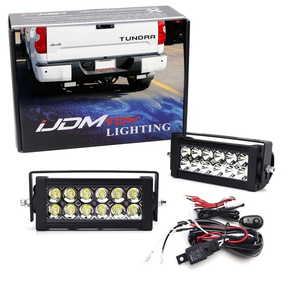 Rear Bumper Mount Reverse/Searchlight LED Light Bars For Toyota 2012-23 Tacoma, 2014-2021 Tundra, (2) 36W High Power LED Lightbars, Frame Mount Brackets, On/Off Switch Relay