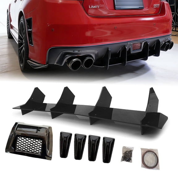 Rear Bumper Shark Fin Diffuser Trim For Subaru WRX & WRX STI 2015-2021,Rear Lower Bumper Splitter Aero Diffuser with Hardware
