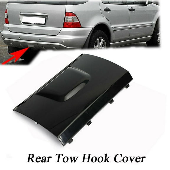 Rear Bumper Tow Hook Cover For Mercedes-Benz ML-Class W163/ 1998-2005, Black Plastic Replacement Part A1638801105 Direct Fit