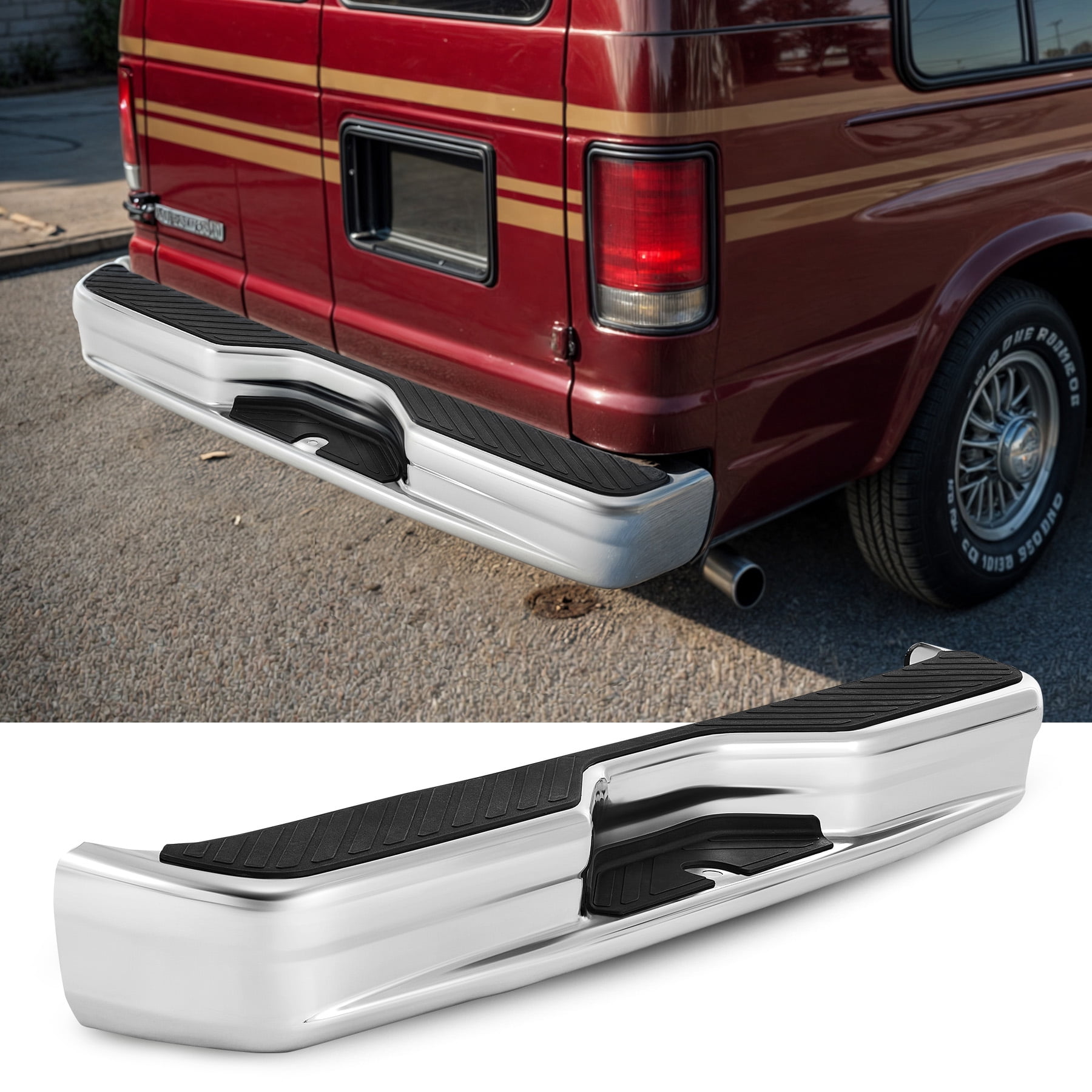 Ford Mini Van Rear Rear Bumper for 1992-2014 Ford Econoline Van wo Sensor Holes Nickel ...