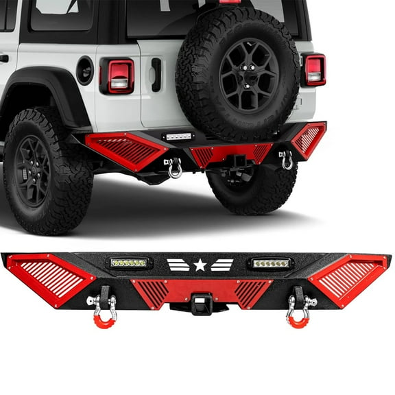 Rear Bumper for 2007-2018 Jeep Wrangler JK Unlimited w/LED Lights Hitch Receiver