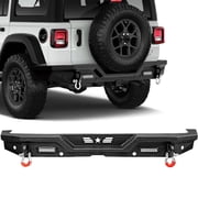 Rear Bumper for 2007-2018 Jeep Wrangler JK Unlimited w/ LED Lights Rock Crawler