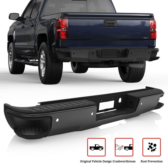 Rear Bumper w/ Sensor Hole ASSY For 2014-2018 Chevy Silverado GMC Sierra 1500