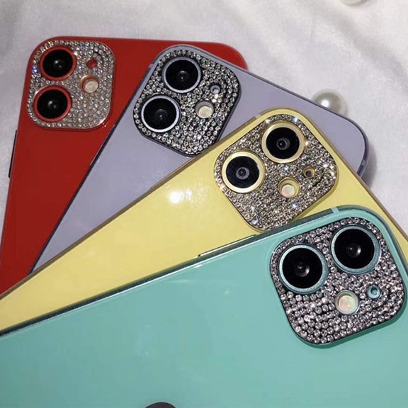 Rear Camera Decorations for iPhone 13 Pro Max Mini 12 11 Diamond Lens Protective Ring Anti-Fall Decorate Sticker Protector (Rose, for 11)