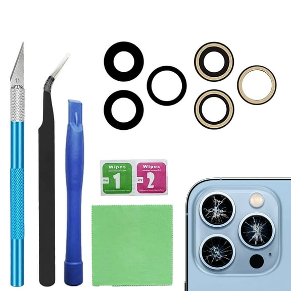Rear Camera Lens Covers Replacement for iPhone 15 Pro & 15Pro Max, Back Camera Len Glass Replacement with Double-Sided Adhesive & Repair Tool Kit (15pro/15 pro max)