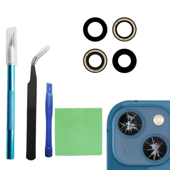 Rear Camera Lens Glass Replacement for iPhone 13 & 13mini, Back Camera Len Replacement Kit with Replacement with Double-Sided Adhesive & Repair Tool Kit (for 13/13mini)