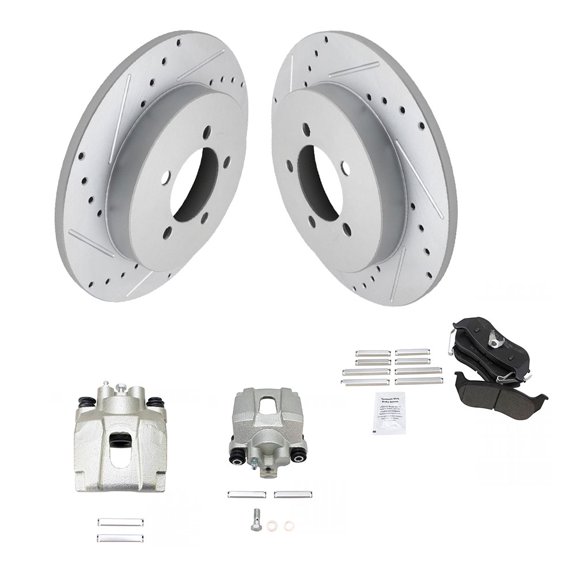 Rear Ceramic Brake Pad Performance Rotor & Caliper Kit For Ford Mercury