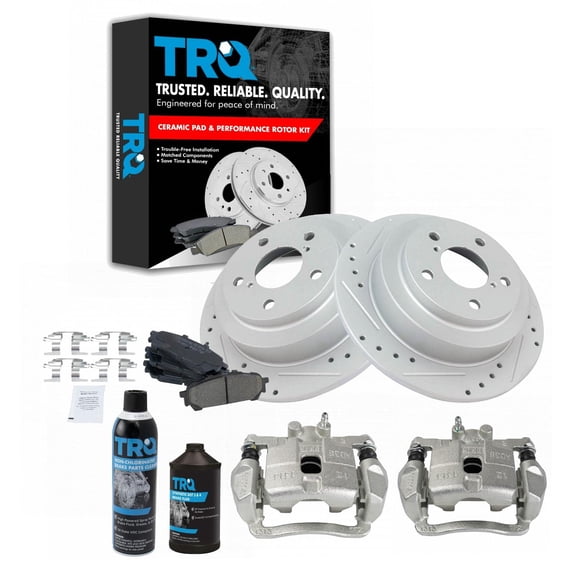 Rear Ceramic Brake Pad, Performance Rotor & Caliper Kit w/ Chemicals for Subaru BKA22035 Fits select: 2004-2008 SUBARU FORESTER, 2004-2007 SUBARU IMPREZA