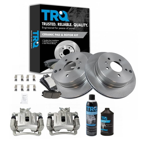 Rear Ceramic Brake Pad, Rotor & Caliper Kit w/ Chemicals for Chevy BKA20687