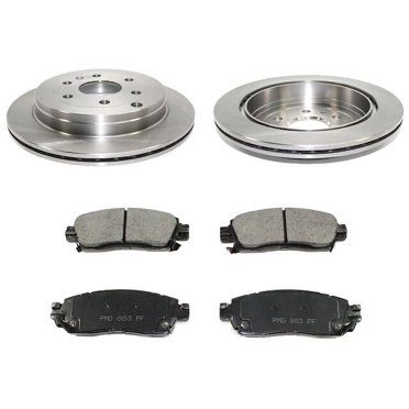 MotorbyMotor Drilled & Slotted Front Brake Rotors & Ceramic Pads Kit For Buick Enclave / Chevy Traverse