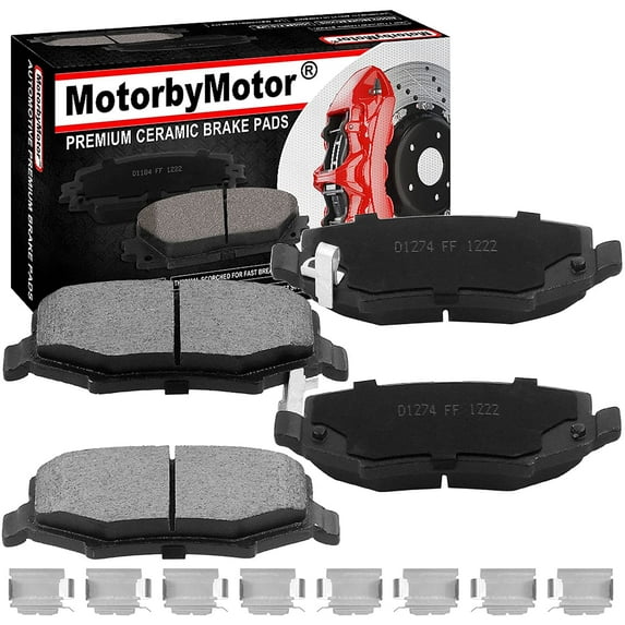 Rear Ceramic Brake Pads w/Hardware Kits Fits for Dodge Nitro, Jeep Liberty Wrangler JK (All Models)-Low Dust Brake Pad-4 Pack Fits select: 2015-2017 JEEP WRANGLER UNLIMITED SPORT