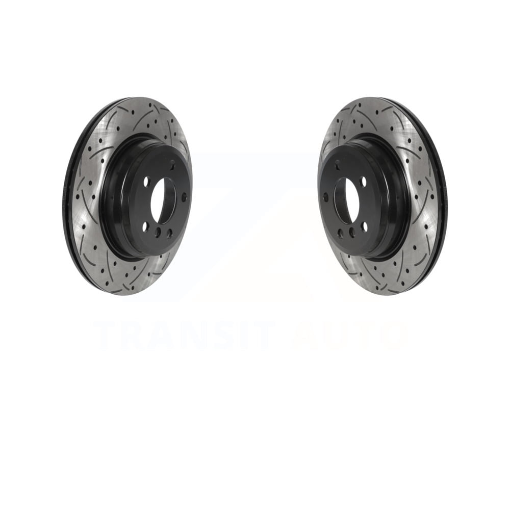 Rear Coated Drilled Slotted Disc Brake Rotors Pair For BMW 328i xDrive