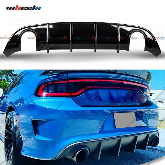 Rear Diffuser Compatible with 2015-2023 Dodge Charger, Rear Bumper Lip Splitter Fit for SRT Hellcat Scat Pack 392 GT R/T Daytona (Glossy Black)