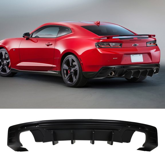 Rear Diffuser Fit For 2016-2024 Chevrolet Camaro, Shark Fin Aerodynamic Design Rear Bumper Lower Lip Splitter Matte Black